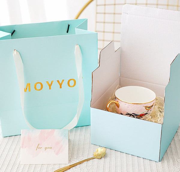Elegant Pink Ceramic Coffee Cups, Unique Bird Flower Tea Cup and Saucer in Gift Box as Birthday Gift, Beautiful British Tea Cups, Royal Porcelain Tea Cup Set-Grace Painting Crafts