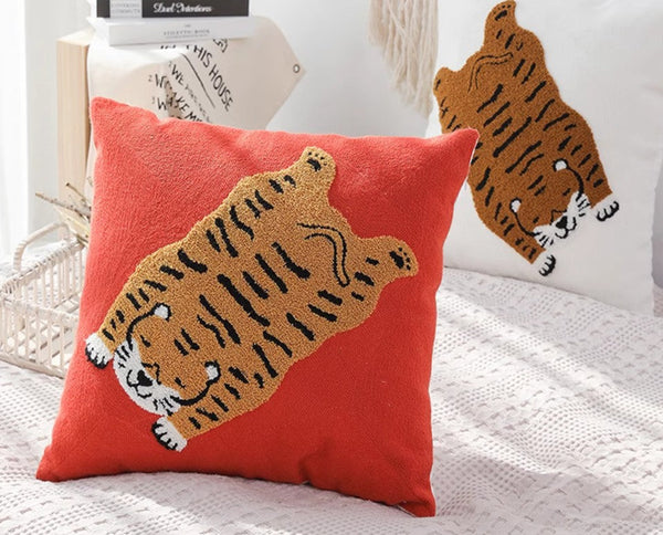 Contemporary Modern Sofa Pillow Covers, Square Modern Throw Pillows for Couch, Lovely Tiger Decorative Pillows for Children's Room, Decorative Pillows for Bedroom-Grace Painting Crafts