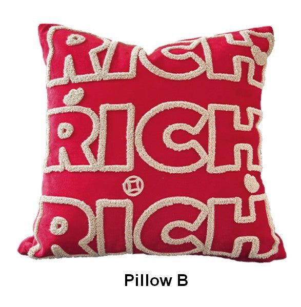 Modern Decorative Pillows for Interior Design, Contemporary Modern Sofa Pillow Covers, Red Square Modern Throw Pillows for Couch-Grace Painting Crafts