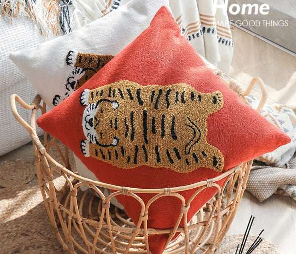 Contemporary Modern Sofa Pillow Covers, Square Modern Throw Pillows for Couch, Lovely Tiger Decorative Pillows for Children's Room, Decorative Pillows for Bedroom-Grace Painting Crafts