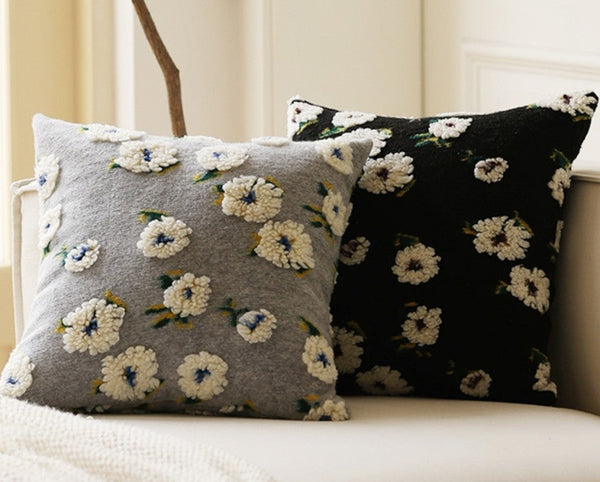 Contemporary Modern Sofa Pillows, Square Modern Throw Pillows for Couch, Flower Decorative Pillow Covers, Decorative Pillows for Bedroom-Grace Painting Crafts