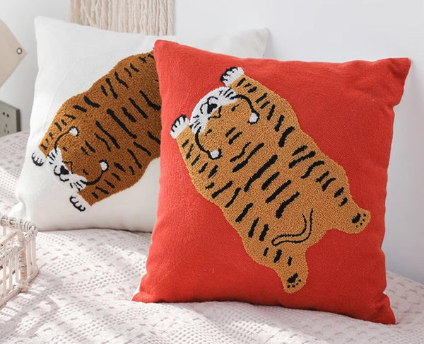 Contemporary Modern Sofa Pillow Covers, Square Modern Throw Pillows for Couch, Lovely Tiger Decorative Pillows for Children's Room, Decorative Pillows for Bedroom-Grace Painting Crafts