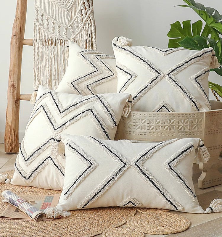 Beige Decorative Throw Pillows Geometric Square, Modern Minimalist Sofa Accent, Contemporary Line Pattern Design, Neutral Tonal Couch Cushion, Abstract Geometric Art Pillow, Soft Textured Living Room Decor, Simple Elegant Home Accessory, Woven Cotton Blend Pillow, Modern Farmhouse Neutral Style, Versatile Beige Square Throw
