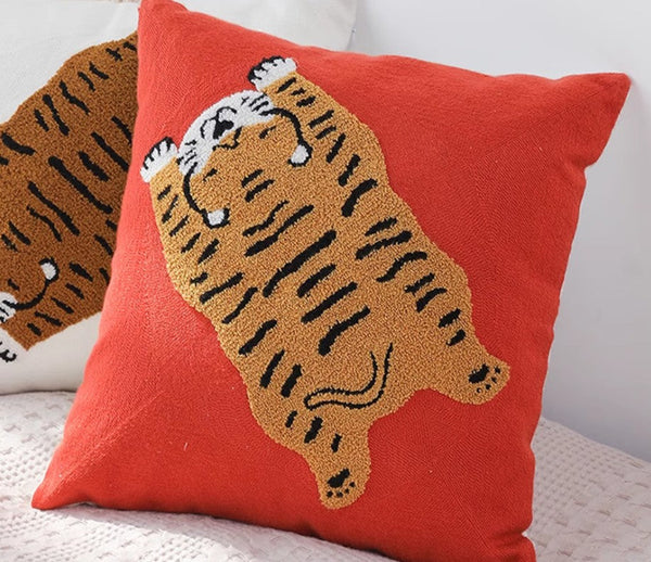Contemporary Modern Sofa Pillow Covers, Square Modern Throw Pillows for Couch, Lovely Tiger Decorative Pillows for Children's Room, Decorative Pillows for Bedroom-Grace Painting Crafts
