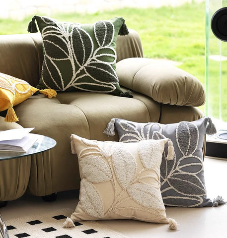 Leaf Decorative Pillows for Bedroom, Contemporary Modern Sofa Pillow Covers, Square Modern Throw Pillows for Couch, Modern Decorative Pillows for Interior Design-Grace Painting Crafts