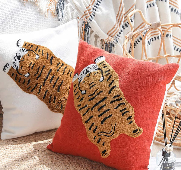 Contemporary Modern Sofa Pillow Covers, Square Modern Throw Pillows for Couch, Lovely Tiger Decorative Pillows for Children's Room, Decorative Pillows for Bedroom-Grace Painting Crafts