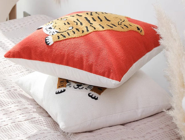 Contemporary Modern Sofa Pillow Covers, Square Modern Throw Pillows for Couch, Lovely Tiger Decorative Pillows for Children's Room, Decorative Pillows for Bedroom-Grace Painting Crafts