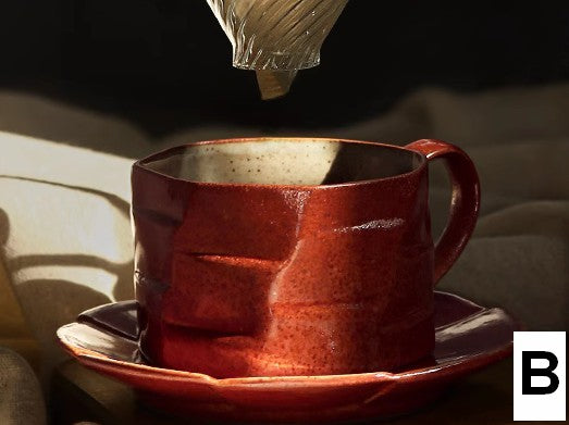 Modern Handmade Pottery Coffee Cup, Creative Ceramic Coffee Cup with Saucer, Unique Tea Cup and Saucer, Tea Cup Set for Afternoon Tea-Grace Painting Crafts