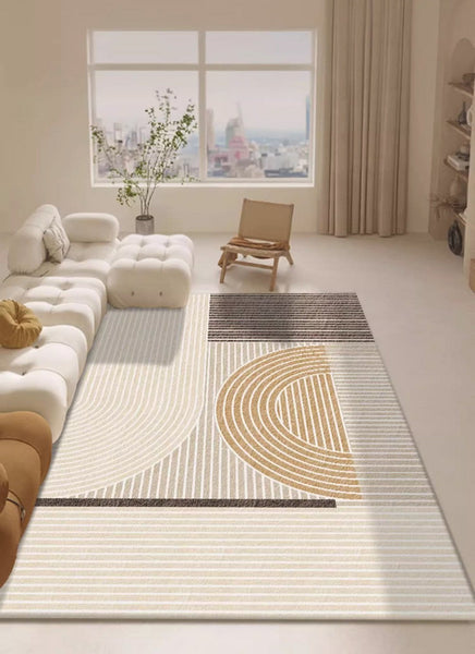 Contemporary Soft Rugs for Living Room, Bedroom Modern Rugs, Cream Color Geometric Modern Rugs, Modern Rugs for Dining Room-Grace Painting Crafts