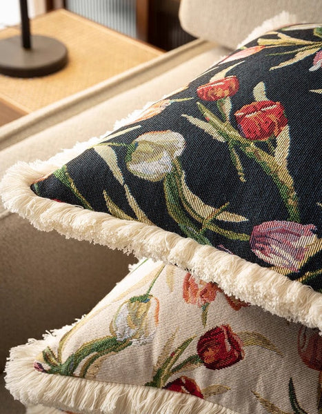 Decorative Sofa Pillows for Couch, Tulip Flower Pillow Covers, Large Flower Decorative Pillows for Bedroom, Farmhouse Decorative Pillows-Grace Painting Crafts