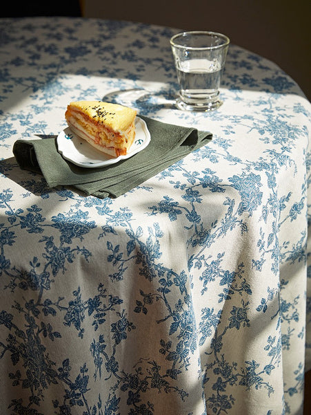 Vintage Rectangle Tablecloth for Dining Room Table, French Flower Pattern Tablecloth for Round Table, Rustic Farmhouse Table Cover for Kitchen-Grace Painting Crafts