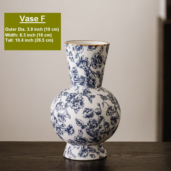 Porcelain Flower Vases, Modern Ceramic Bouquet Vases, Centerpiece on Dining Table, Flower Vase on Table, Handmade Water Holding Flower Vases-Grace Painting Crafts