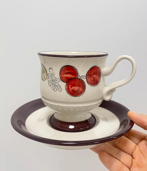 Elegant Ceramic Cups, Creative Coffee Cup and Saucer, Creative Porcelain Tea Cup Set, Beautiful British Tea Cups for Afternoon Tea-Grace Painting Crafts