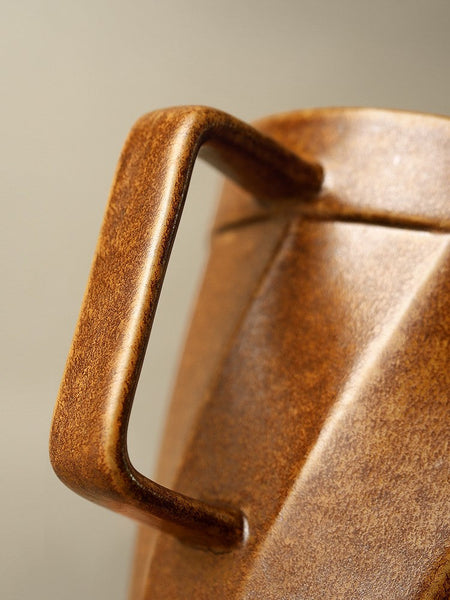 Large Modern Handmade Pottery Coffee Cup, Creative Brown Green Blue Black Ceramic Coffee Mugs, Large Unique Tea Cup, Large Capacity Coffee Mug with Cover-Grace Painting Crafts