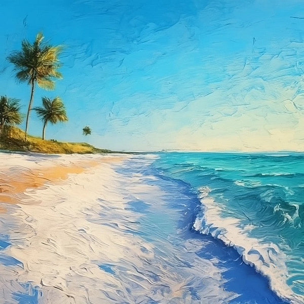 Heavy Texture Canvas Art, Small Palette Knife Oil Paintings, Original Small Landscape Paintings, Florida Seashore Beach Palm Tree Painting, Easy Landscape Painting Ideas, Simple Small Canvas Paintings-Grace Painting Crafts