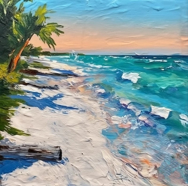 Small Palette Knife Oil Paintings, Easy Landscape Painting Ideas, Simple Small Canvas Paintings, Original Small Landscape Paintings, Florida Seashore Beach Painting, Heavy Texture Canvas Art-Grace Painting Crafts