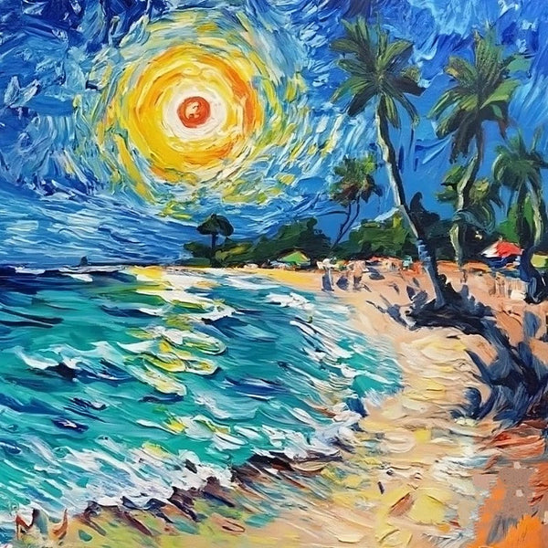 Small Palette Knife Oil Paintings, Original Small Landscape Paintings, Florida Seashore Beach Painting, Easy Landscape Painting Ideas, Simple Small Canvas Paintings, Heavy Texture Canvas Artwork-Grace Painting Crafts