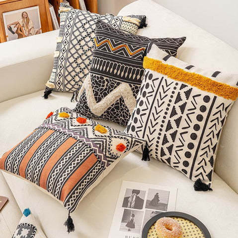 Decorative Throw Pillows for Couch, Geometric Modern Pillow Covers, Oriental Square Pillows for Bedroom, Bohemian Decorative Sofa Pillows-Grace Painting Crafts
