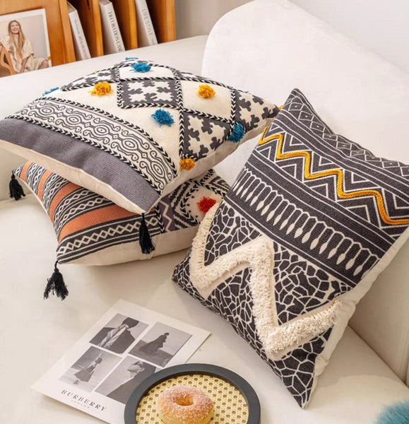 Decorative Throw Pillows for Couch, Geometric Modern Pillow Covers, Oriental Square Pillows for Bedroom, Bohemian Decorative Sofa Pillows-Grace Painting Crafts