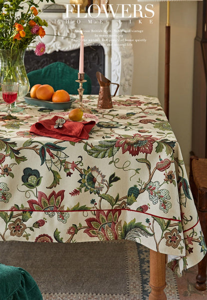Spring Flower Table Cover for Kitchen, Large Modern Rectangular Tablecloth Ideas for Dining Room Table, Rustic Garden Floral Tablecloth for Round Table-Grace Painting Crafts