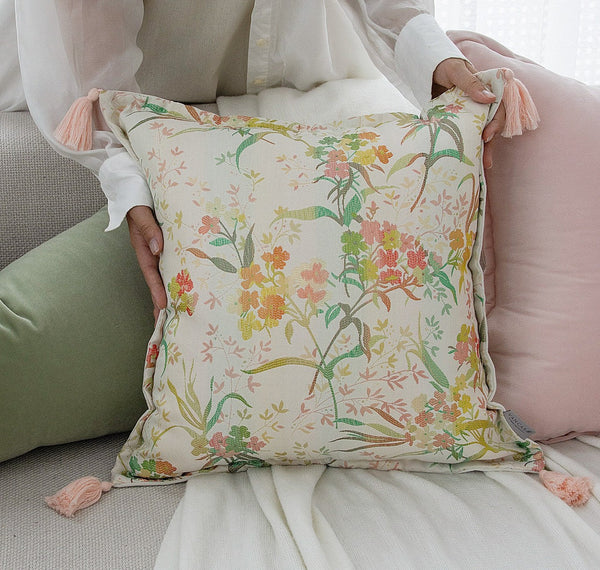 Decorative Pillows for Bed, Living Room Decorative Pillows, Modern Decorative Cushions, Decorative Pillow Arrangement Ideas for Interior Design, Embroidered Floral Bird Pattern Pillow Covers-Grace Painting Crafts