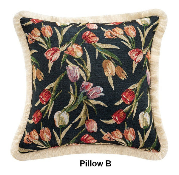 Decorative Sofa Pillows for Couch, Tulip Flower Pillow Covers, Large Flower Decorative Pillows for Bedroom, Farmhouse Decorative Pillows-Grace Painting Crafts