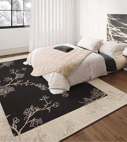 Unique Bedroom Modern Rugs, Contemporary Modern Rugs under Dining Room Table, French Style Rugs for Interior Design, Flower Pattern Modern Rugs for Living Room-Grace Painting Crafts