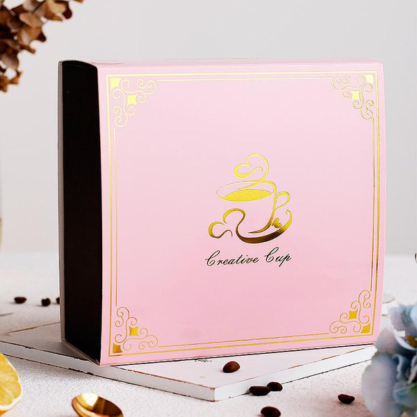 Porcelain Coffee Cups, British Tea Cups, Tea Cup and Saucer, Coffee Cups with Gold Trim and Gift Box, Latte Coffee Cups-Grace Painting Crafts