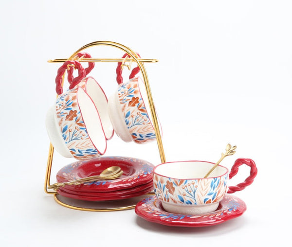 Porcelain Tea Cup Set, Ceramic Coffee Cup Set, Tea Cup With Saucer, Coffee Cup With Saucer, British Afternoon Tea Set, Gift Box Tea Set-Grace Painting Crafts