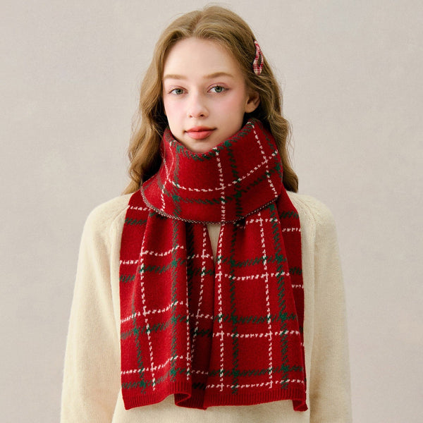 Red Soft Wool Scarf for Women, Winter Wool Scarf, Unique Christmas Gift for Girl, Cold Weather Scarves, Modern Wool Scarf for Women, Casual Scarf for Women-Grace Painting Crafts