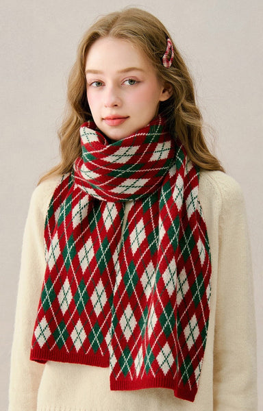 Unique Christmas Gift for Girl, Cold Weather Scarves, Modern Wool Scarf for Women, Red Soft Wool Scarf for Women, Winter Wool Scarf, Casual Scarf for Women-Grace Painting Crafts
