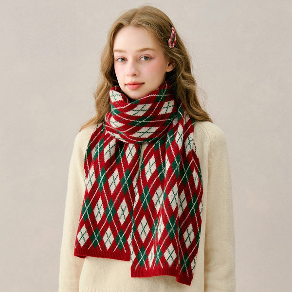 Unique Christmas Gift for Girl, Cold Weather Scarves, Modern Wool Scarf for Women, Red Soft Wool Scarf for Women, Winter Wool Scarf, Casual Scarf for Women-Grace Painting Crafts