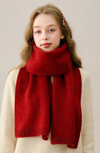 Soft Wool Scarf for Women, Red Casual Scarf for Women, Winter Wool Scarf, Cold Weather Scarf, Unique Gift for Women, Modern Wool Scarf for Women-Grace Painting Crafts