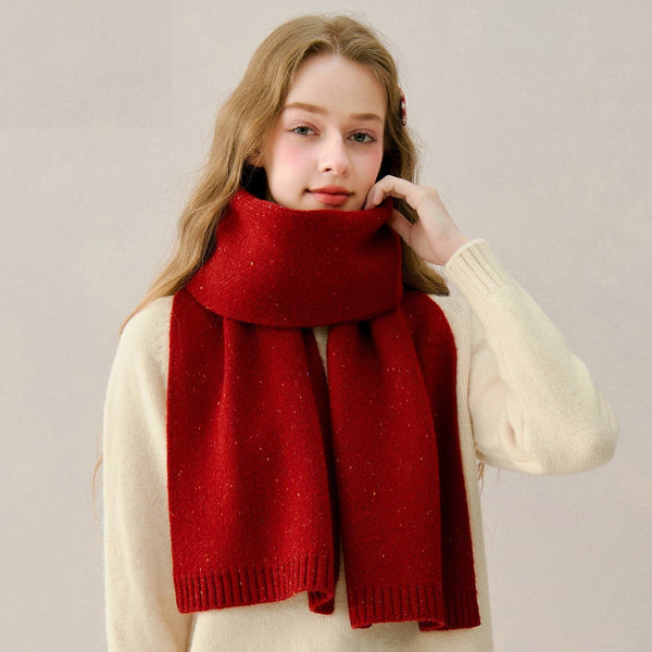 Soft Wool Scarf for Women, Red Casual Scarf for Women, Winter Wool Scarf, Cold Weather Scarf, Unique Gift for Women, Modern Wool Scarf for Women-Grace Painting Crafts