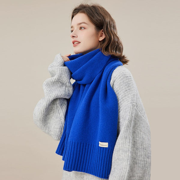 Blue Casual Scarf for Women, Modern Winter Scarf, Fashion Designer Scarf, Cold Weather Scarf, Wool Scarf for Women, Soft Cashmere Scarf for Women-Grace Painting Crafts