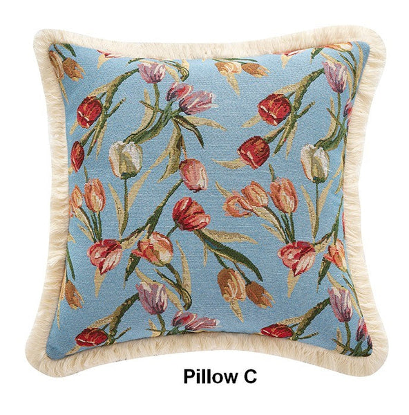 Decorative Sofa Pillows for Couch, Tulip Flower Pillow Covers, Large Flower Decorative Pillows for Bedroom, Farmhouse Decorative Pillows-Grace Painting Crafts