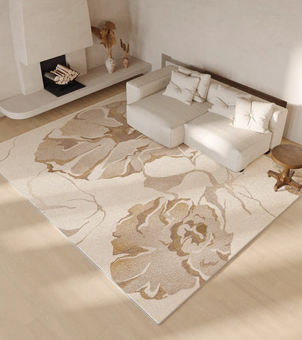 Contemporary Modern Rugs under Dining Room Table, Soft Rugs for Bedroom, French Style Modern Rugs for Interior Design, Flower Pattern Modern Rugs for Living Room-Grace Painting Crafts