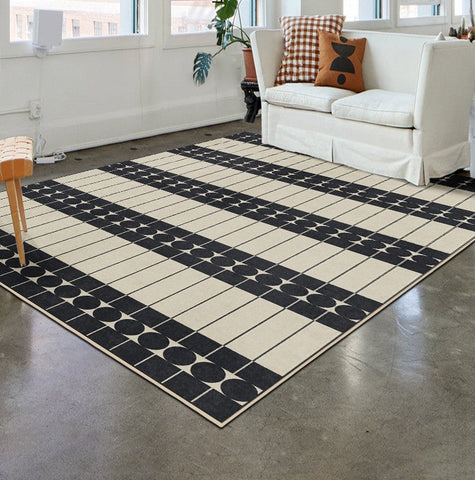 Modern Rugs for Dining Room, Mid Century Modern Rugs Next to Bed, Thick Contemporary Rugs for Bedroom, Modern Carpets for Living Room-Grace Painting Crafts