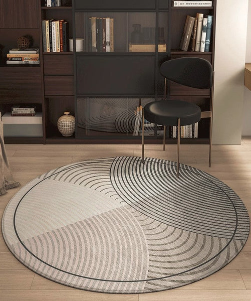 Circular Area Rugs for Bedroom, Modern Rugs for Dining Room, Abstract Contemporary Round Rugs under Chairs, Geometric Modern Rugs for Living Room-Grace Painting Crafts
