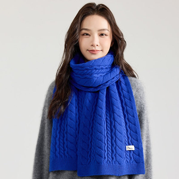 Modern Winter Scarf, Blue Casual Scarf for Women, Fashion Designer Scarf, Cold Weather Scarf, Wool Scarf for Women, Soft Cashmere Scarf for Women-Grace Painting Crafts