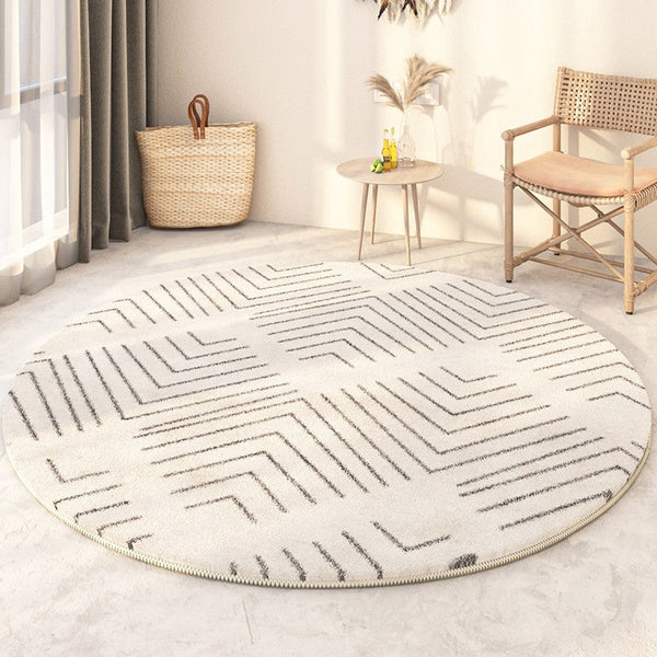 Soft Modern Round Rugs under Coffee Table, Geometric Modern Rugs for Bedroom, Circular Modern Rugs under Sofa, Abstract Contemporary Round Rugs-Grace Painting Crafts