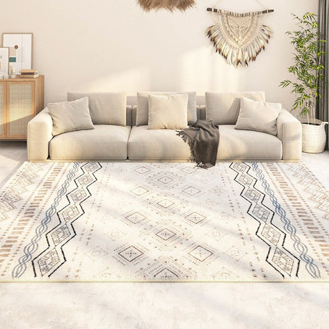 Washable Bathroom Runner Rugs, Morocco Contemporary Rug Ideas for Living Room, Modern Runner Rugs Next to Bed, Large Modern Rugs for Dining Room-Grace Painting Crafts