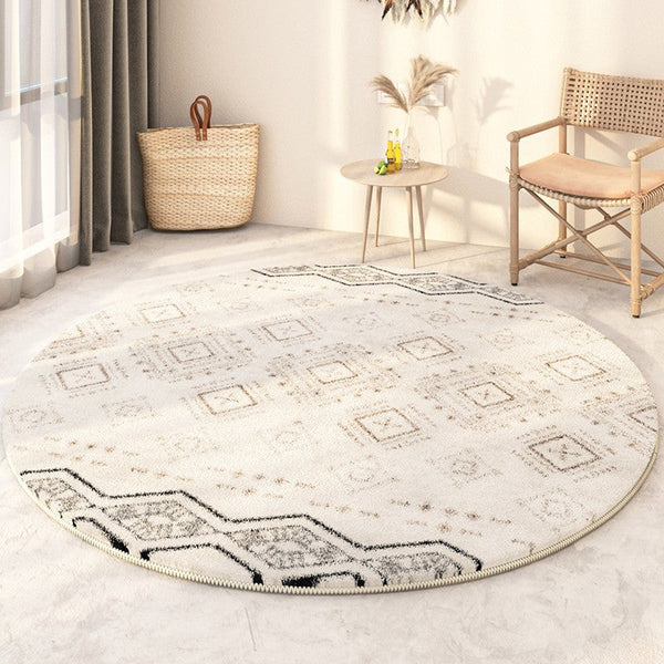 Thick Circular Modern Rugs under Sofa, Geometric Modern Rugs for Bedroom, Modern Round Rugs under Coffee Table, Abstract Contemporary Round Rugs-Grace Painting Crafts