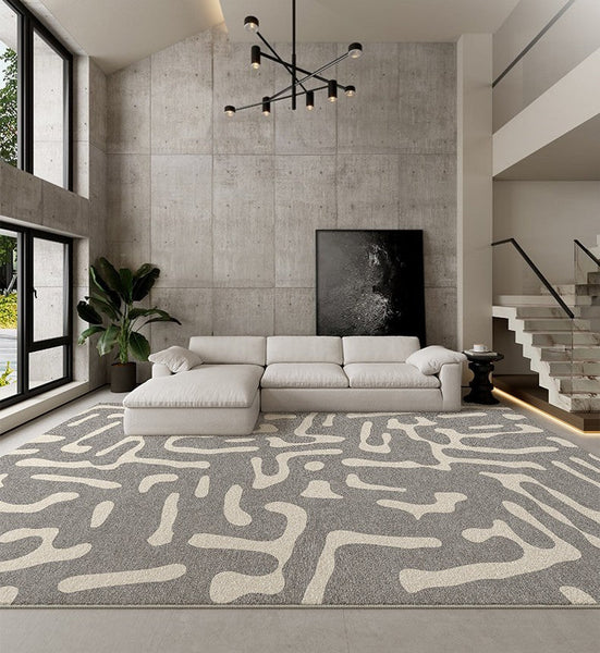 Modern Rugs for Living Room, Gray Modern Rugs for Bedroom, Large Geometric Rugs, Contemporary Area Rugs for Dining Room-Grace Painting Crafts