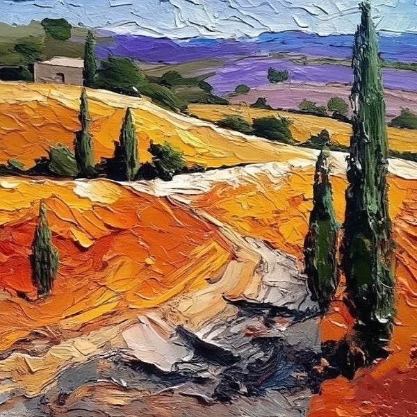 Simple Small Canvas Paintings, Original Small Landscape Paintings, Provence Flower Field Landscape Painting, Heavy Texture Canvas Art, Easy Landscape Painting Ideas-Grace Painting Crafts