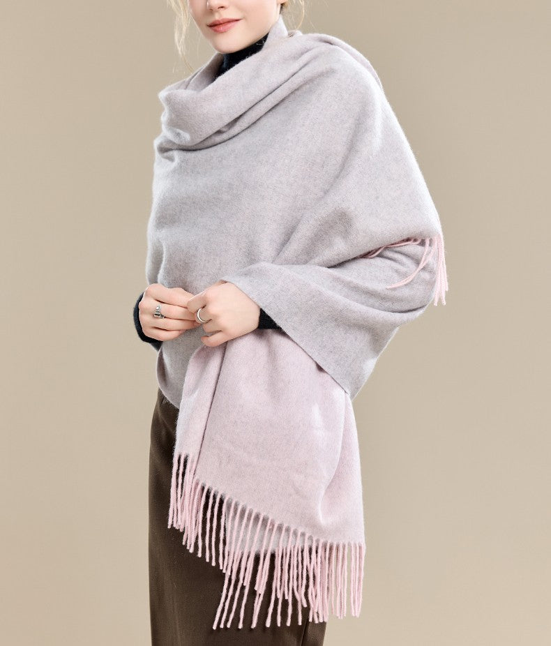 Light Gray and Dusty Rose Fashion Scarf, Christmas Gift, Gifts for Her, Long Wool Scarf, Soft Wool Scarf for Women, Warm Cape, Evening Wrap, Winter Shawl, Elegant Shawl-Grace Painting Crafts