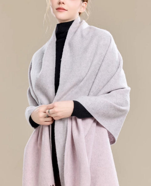 Light Gray and Dusty Rose Fashion Scarf, Christmas Gift, Gifts for Her, Long Wool Scarf, Soft Wool Scarf for Women, Warm Cape, Evening Wrap, Winter Shawl, Elegant Shawl-Grace Painting Crafts