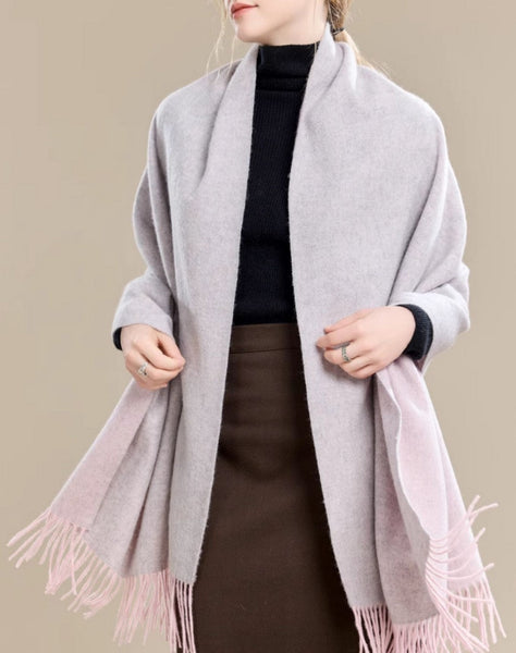 Light Gray and Dusty Rose Fashion Scarf, Christmas Gift, Gifts for Her, Long Wool Scarf, Soft Wool Scarf for Women, Warm Cape, Evening Wrap, Winter Shawl, Elegant Shawl-Grace Painting Crafts