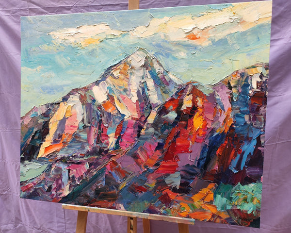 Abstract Mountain Painting, Landscape Wall Art Paintings, Custom Original Landscape Painting, Mountain Landscape Painting-Grace Painting Crafts