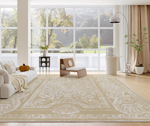 Thick French Style Modern Rugs for Dining Room, Living Room Contemporary Modern Rugs, Mid Century Modern Rugs for Interior Design, Soft Rugs under Coffee Table-Grace Painting Crafts